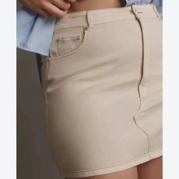 Pilcro Plus Denim Mini Skirt Beige Size 22W NWT - Picture 1 of 15